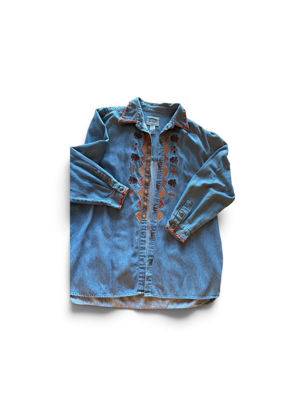 Vintage Women’s Cambridge Dy Goods Embroidered Denim Shirt Medium